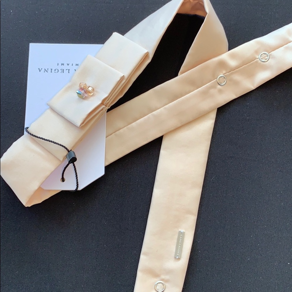 Cream bow silk belt